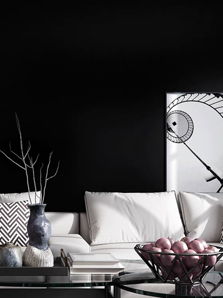 黑色墙纸自粘贴纸防水防潮卧室宿舍壁纸家用pvc墙纸