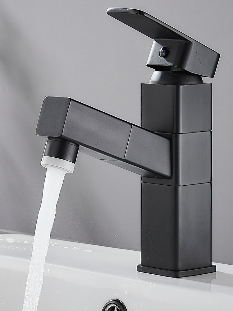 九牧王全铜体抽拉式面盆龙头卫生间洗脸台上盆浴室冷热伸缩水龙头