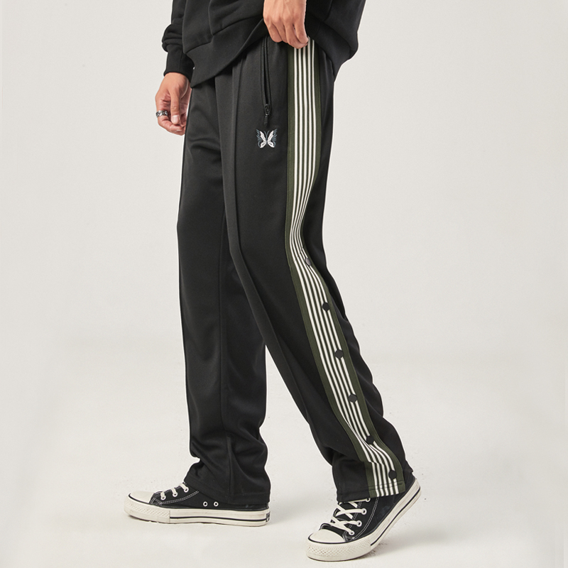 needlestrack蝴蝶黑白条纹fog高街裤子直筒宽松休闲裤