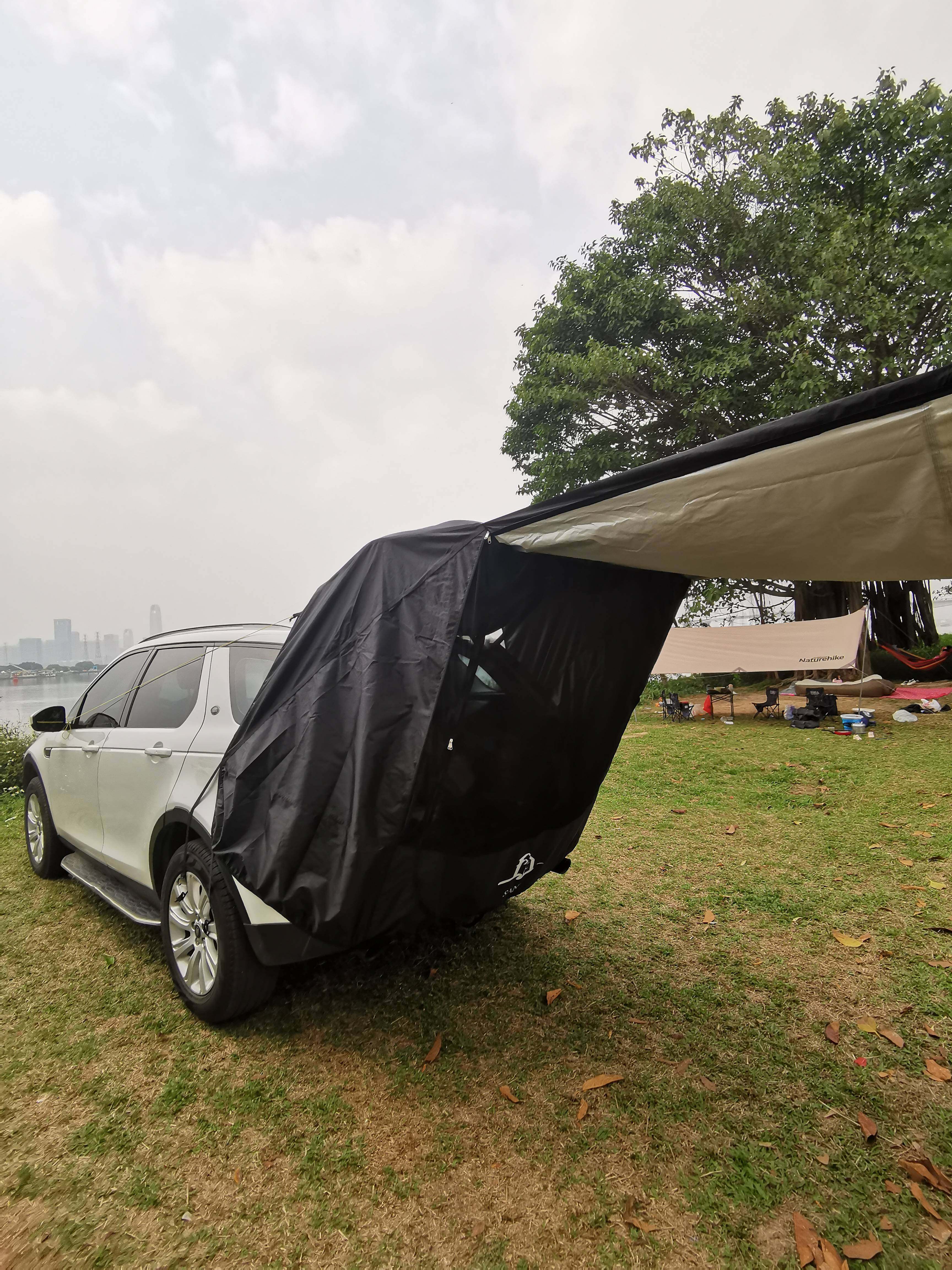 优质车顶车尾帐篷带杆遮阳防蚊防雨防晒天幕遮阳篷