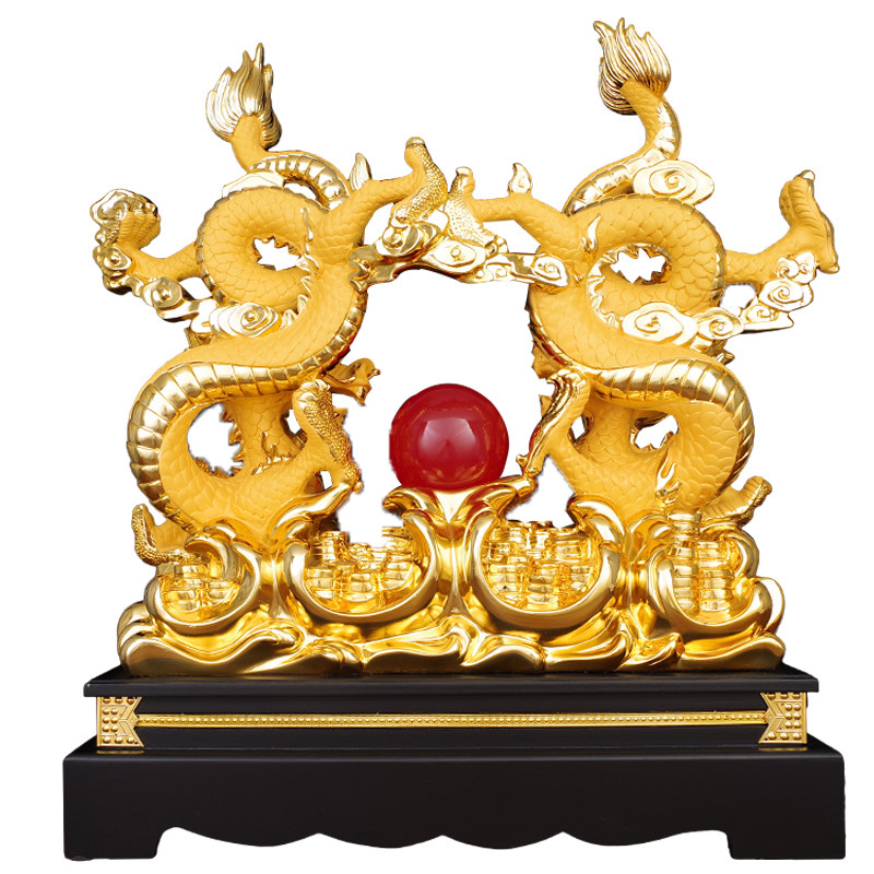 生肖龙摆件摆件招财双龙戏珠风水工艺品双金龙家居摆件