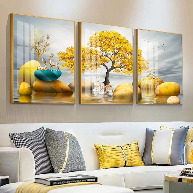 客厅装饰画简欧沙发背景墙三联大气现代现代装饰画