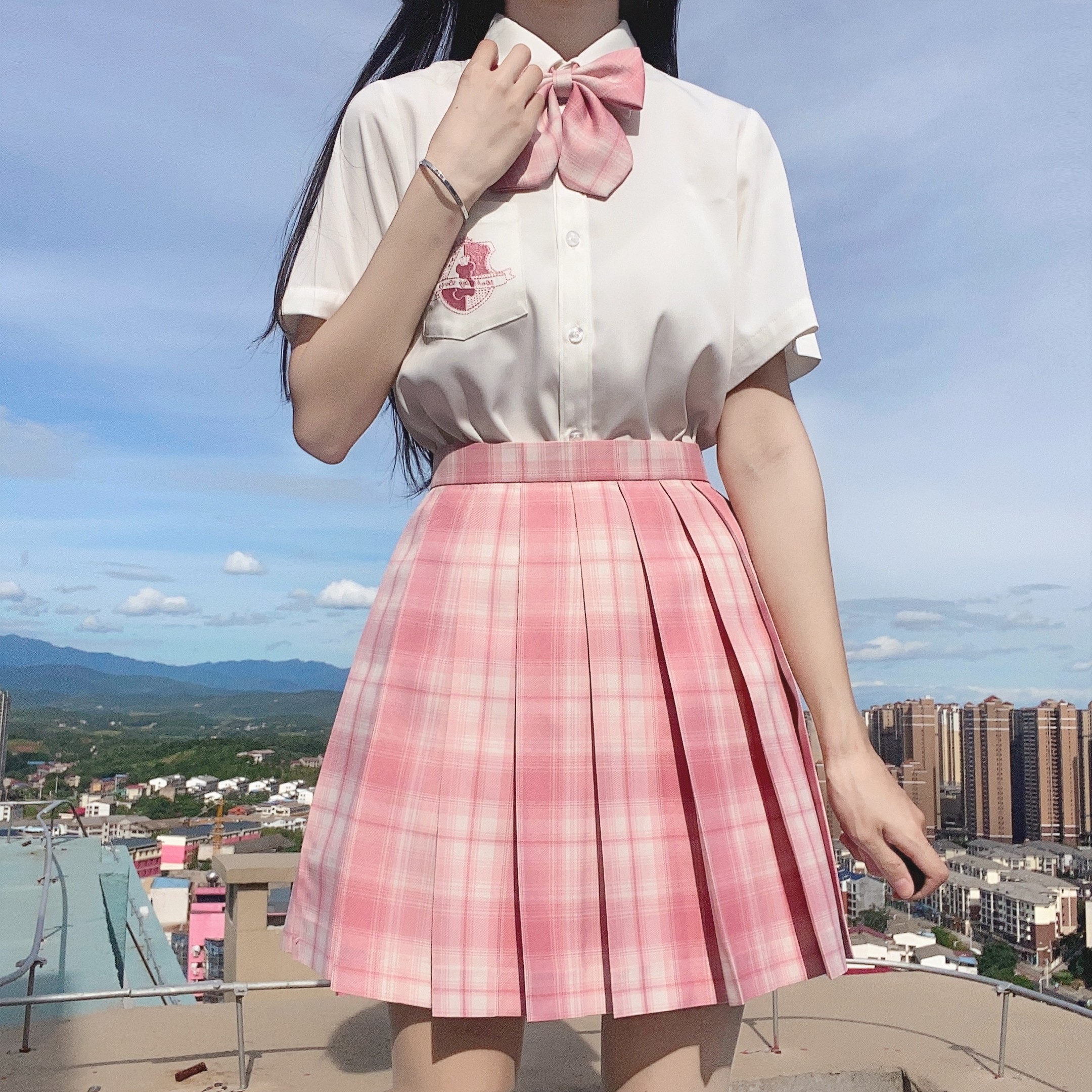 jk制服掉落现货粉格格裙正版莓完原创派对学生校服