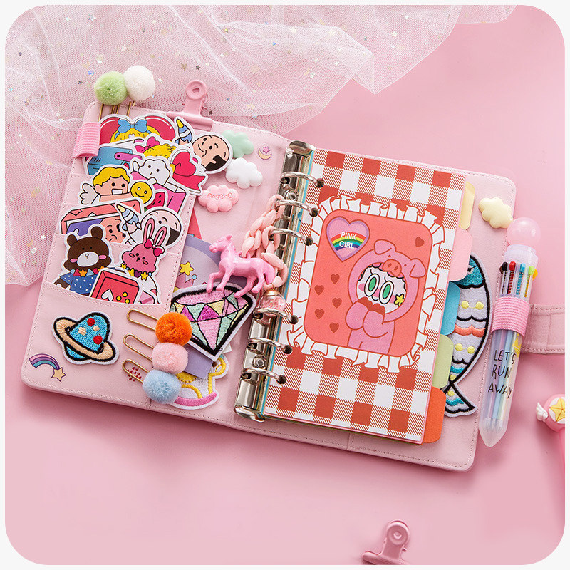 少女心手账本手帐方格活页小清新日记可爱韩国笔记本子款网红套装