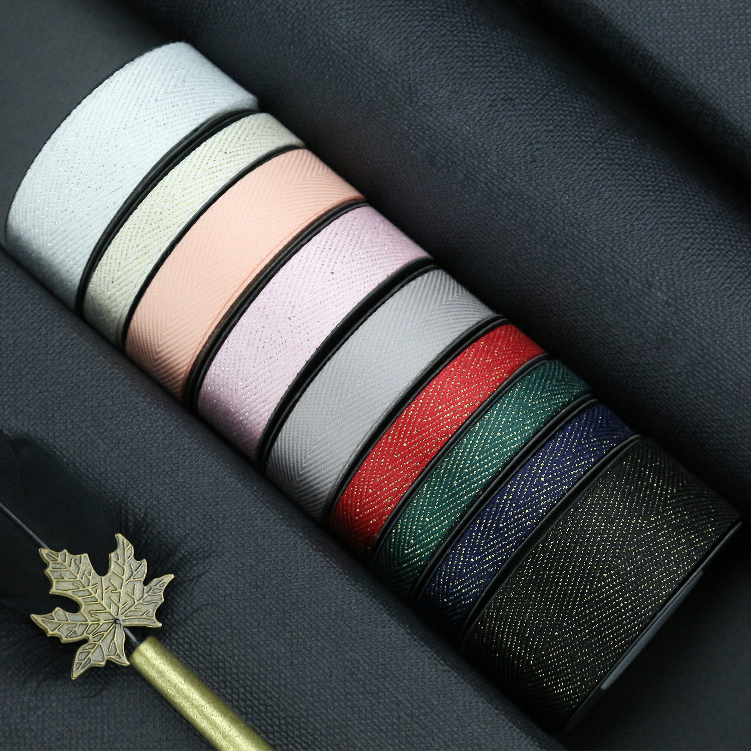 金银纬人字纹丝丝带蝴蝶结手工diy材料装饰饰品丝带