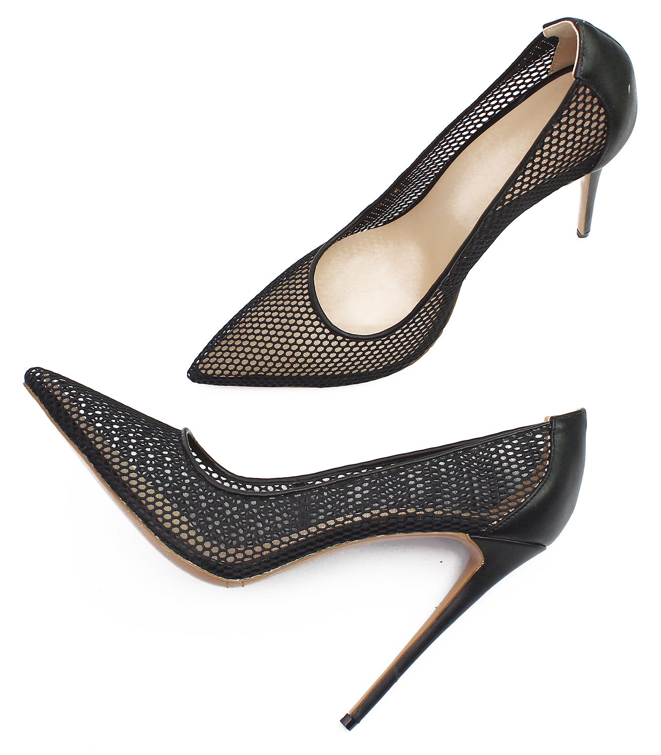 超高高跟网格12cm高跟鞋超细跟软尖头单鞋女厘米单鞋