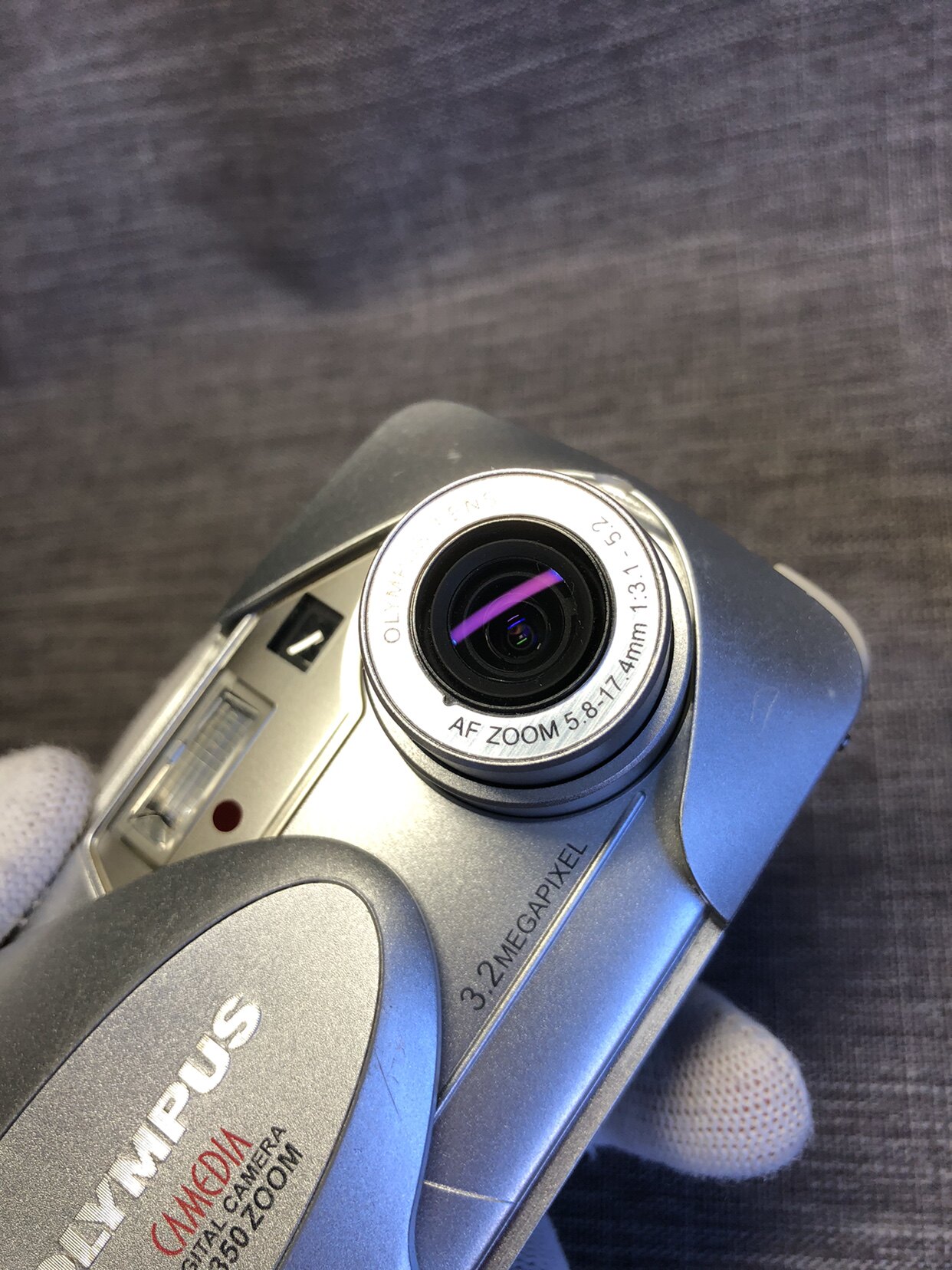 olympus奥林巴斯camediac-350zoom银色滑盖开机ccd数码相机旁轴相机