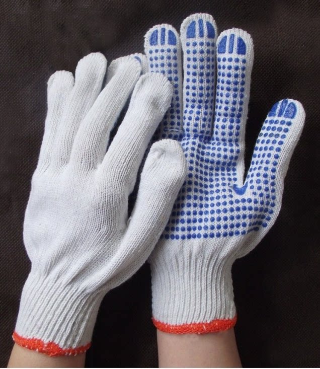 防滑点珠手套 点塑手套 点胶手套 防滑耐磨工作手套 棉纱劳保手套