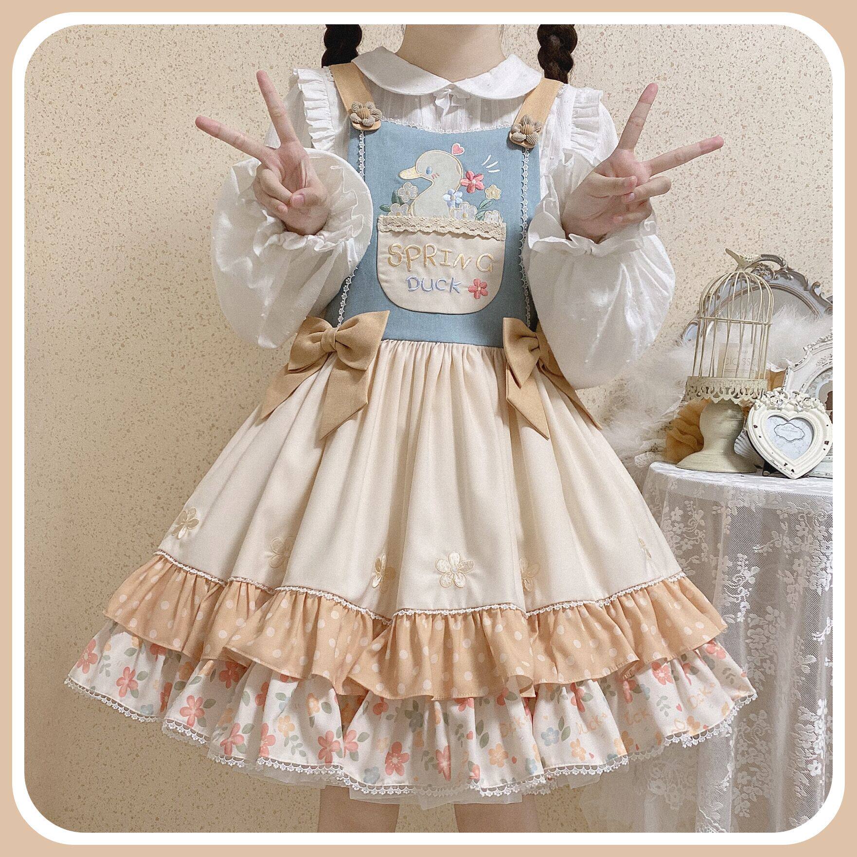 【全款包邮】去春游鸭 背带jsk 原创lolita kuma酱工作室 - kuma酱