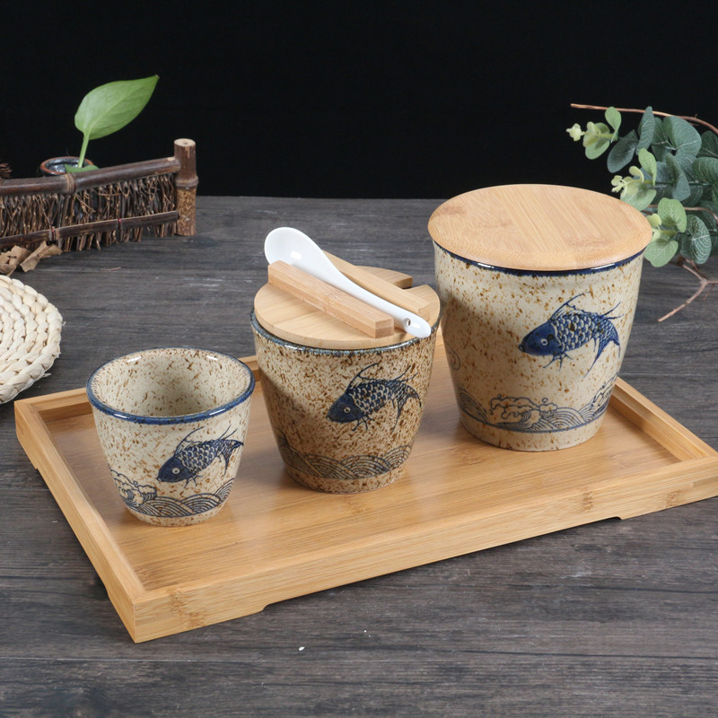 日式陶瓷小水水缸茶杯品茗主人杯鸡缸创意厨房调味茶杯