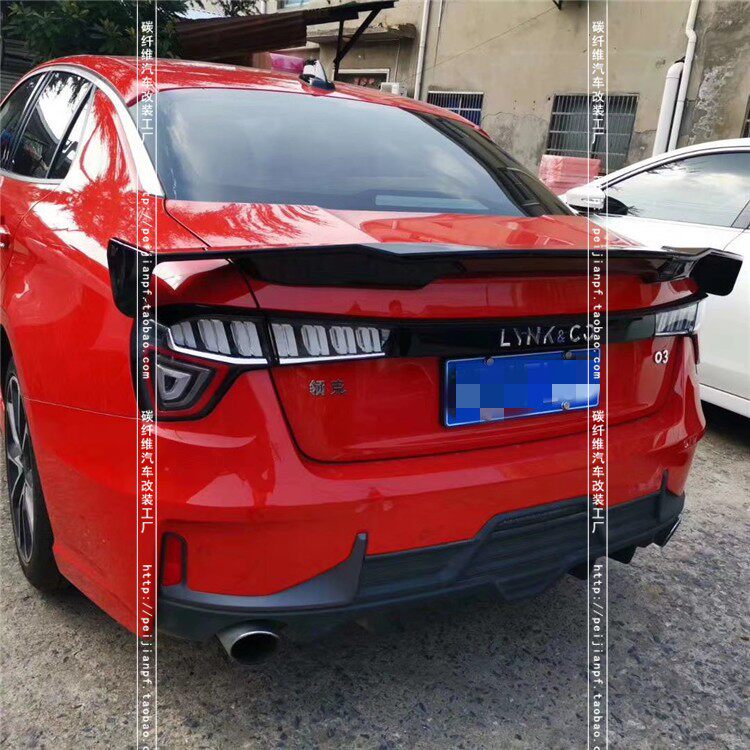 领克改装竞技赛道版免打孔碳纤维尾翼风翼扰流尾翼