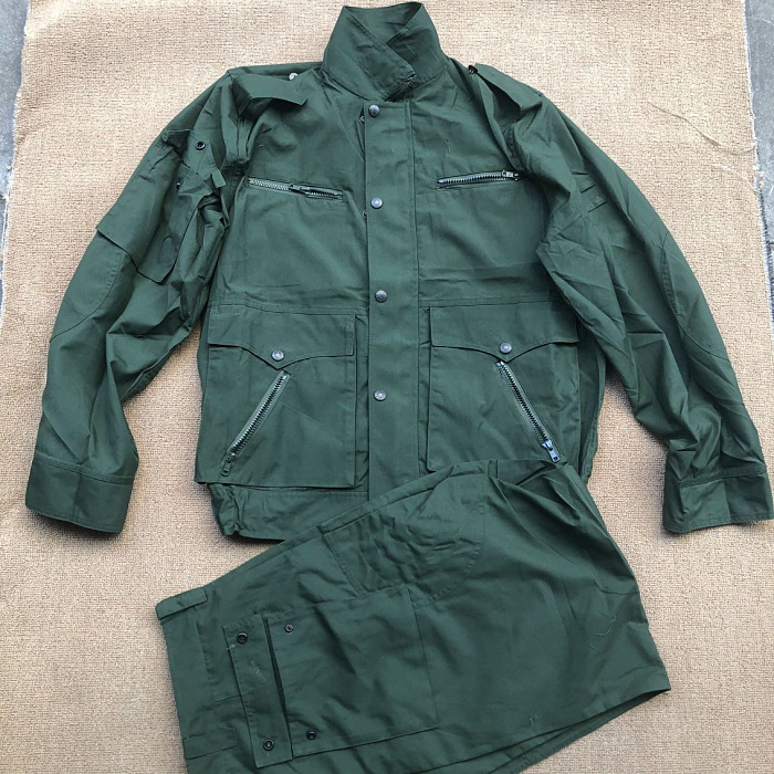 老款库存老货99年款夏季橄榄绿工作服套装薄款的确良夹克多兜套装