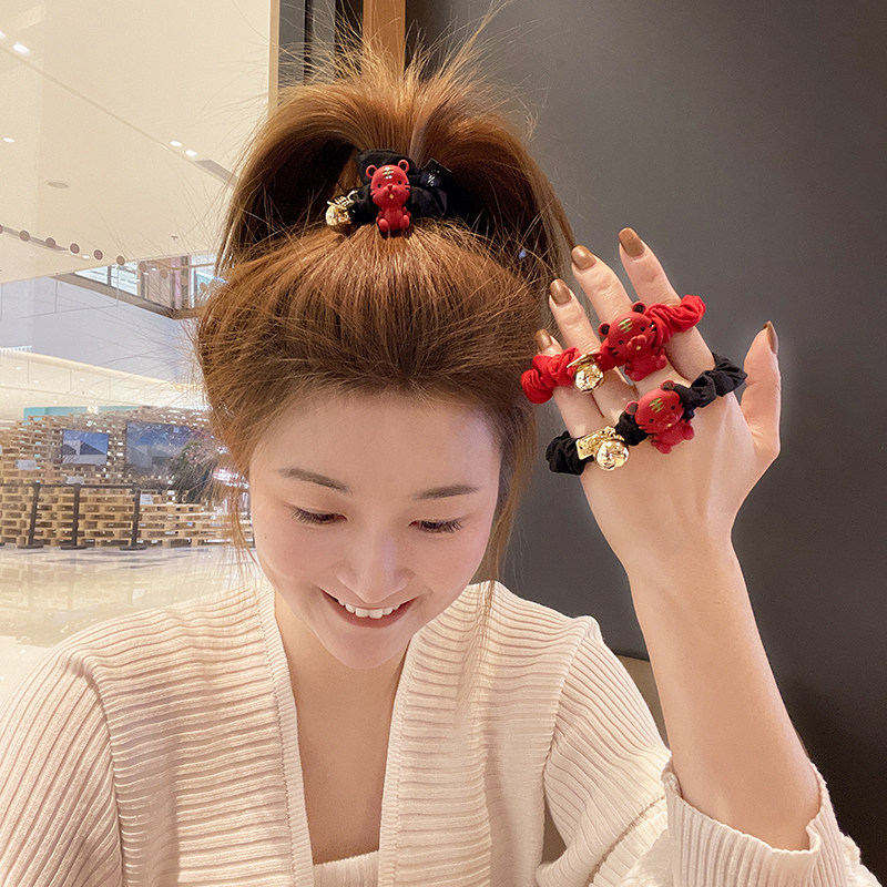 网红马尾大肠红大中国弹力高弹力年高ins本命年发饰