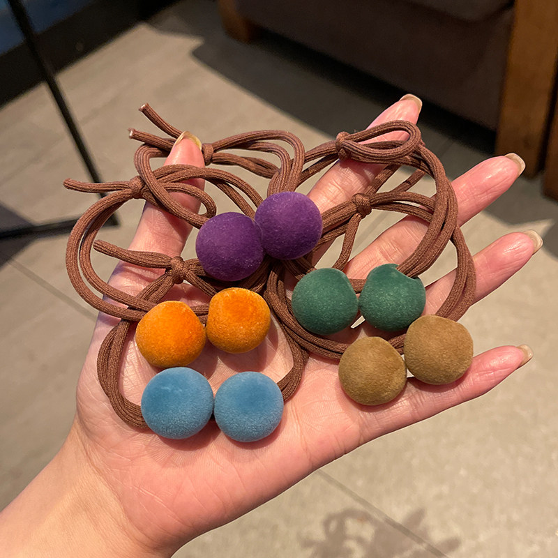 韩国东大门彩色头绳双球发绳女皮筋网红扎头丸子发饰