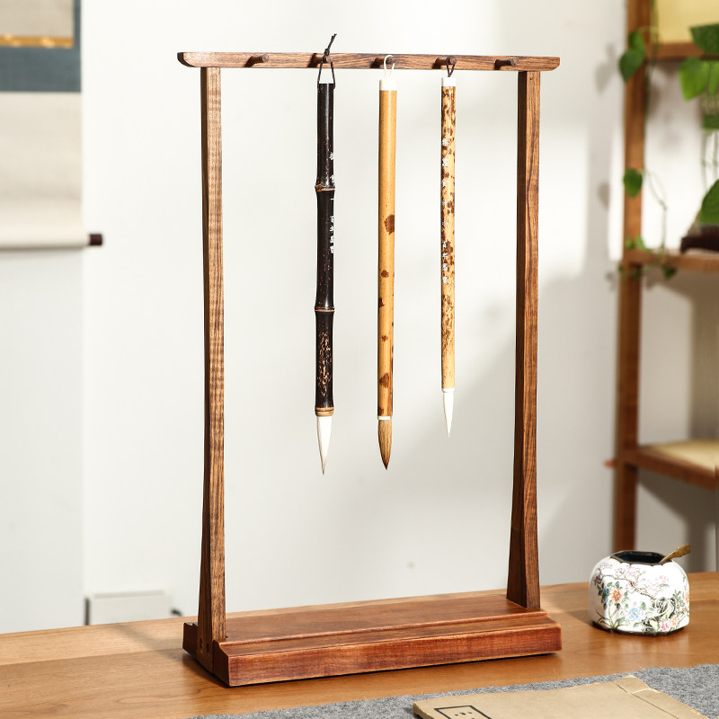 毛笔清新清新雅雅致笔架实木简约现代学生文房四宝笔挂