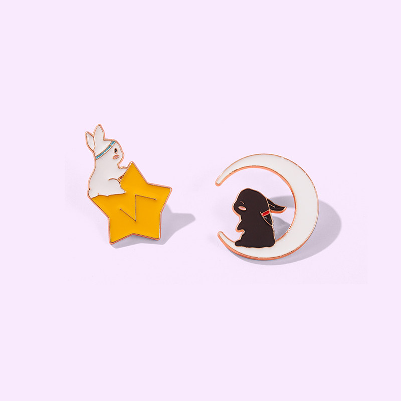 星星月亮兔子胸针可爱日系卡通金属徽章男女胸针