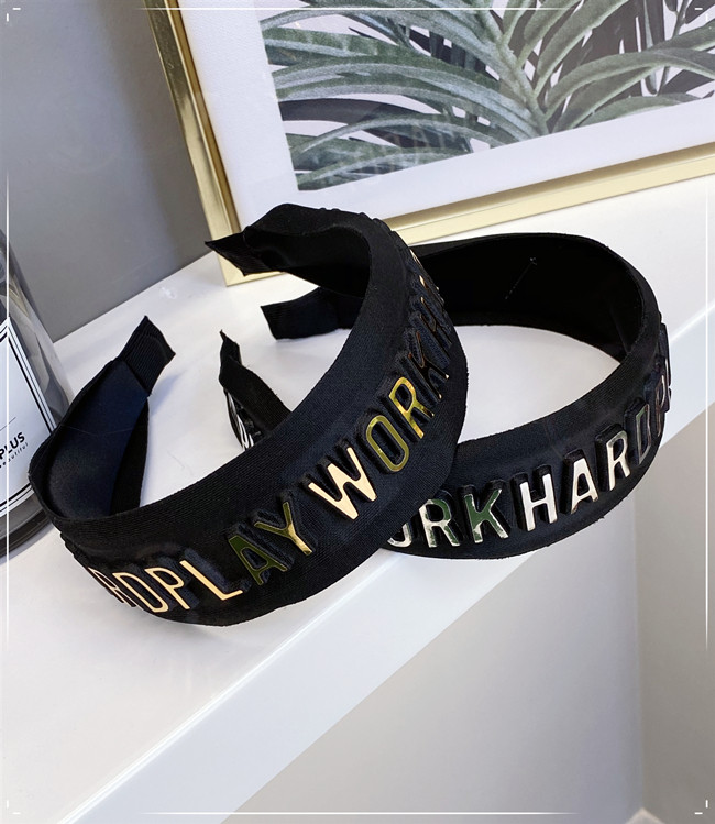 韩国新款ins发饰韩版网红复古烫金字母logo发饰