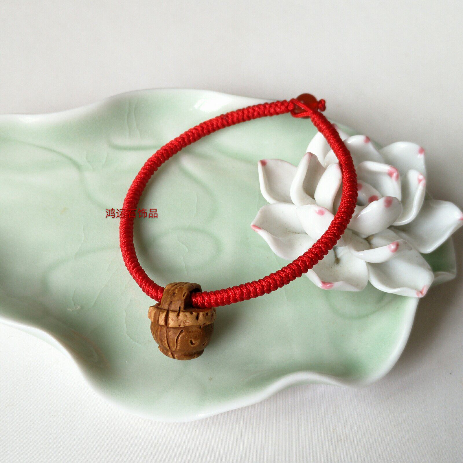 野生毛桃核红绳手链脚链成人男女桃核雕刻桃篮本命年桃木手串情侣