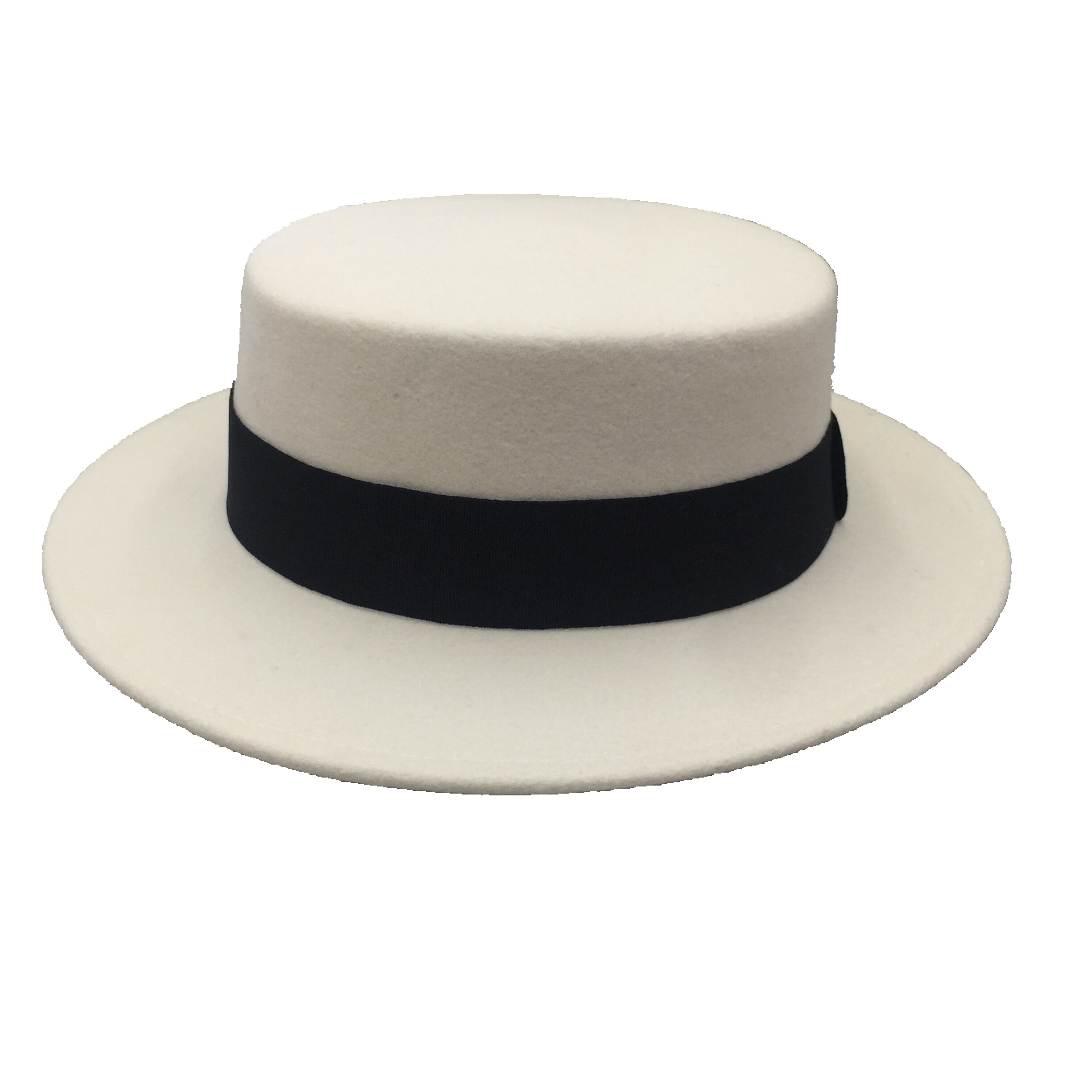 新款纯羊毛呢男女白色平顶宽檐礼帽复古平檐韩版风欧美英伦百搭帽