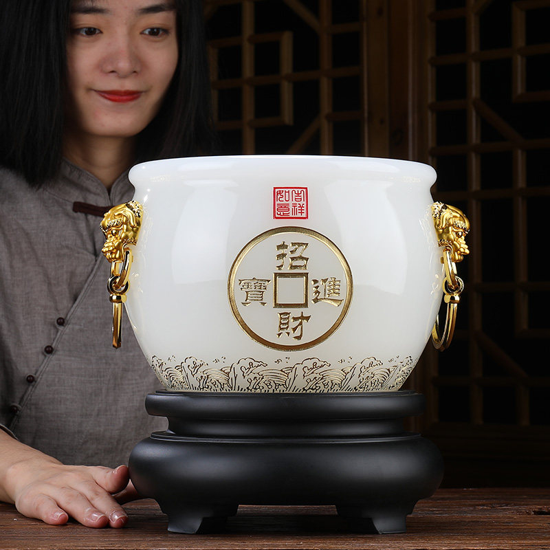 琉璃聚宝盆摆件招财进宝工艺品办公室摆设公司开业高档摆件