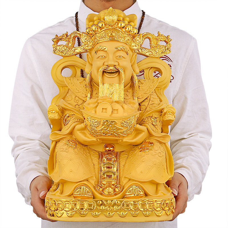 文财神爷佛像招财进宝摆件大号金色居家用供奉供位神像树脂工艺品