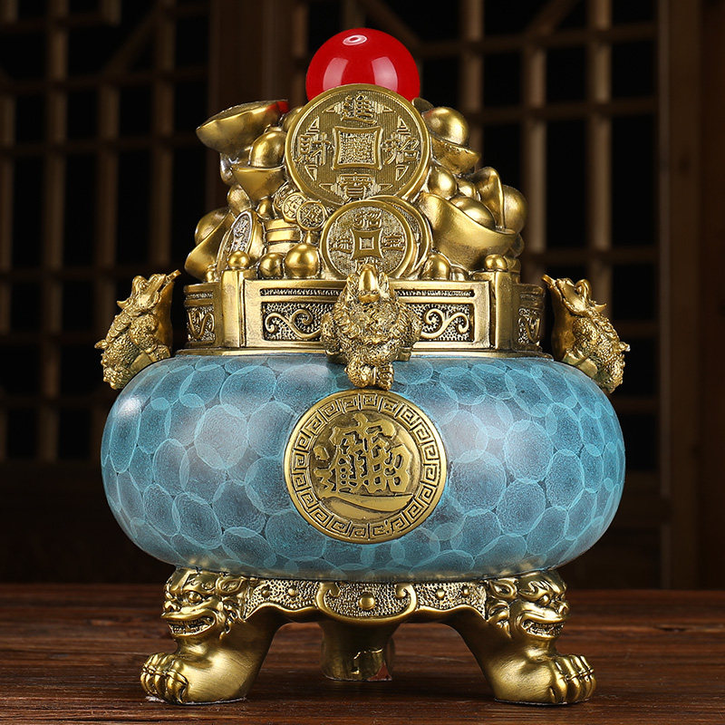 聚宝盆摆件招财风水家居客厅财位摆设创意装饰摆件