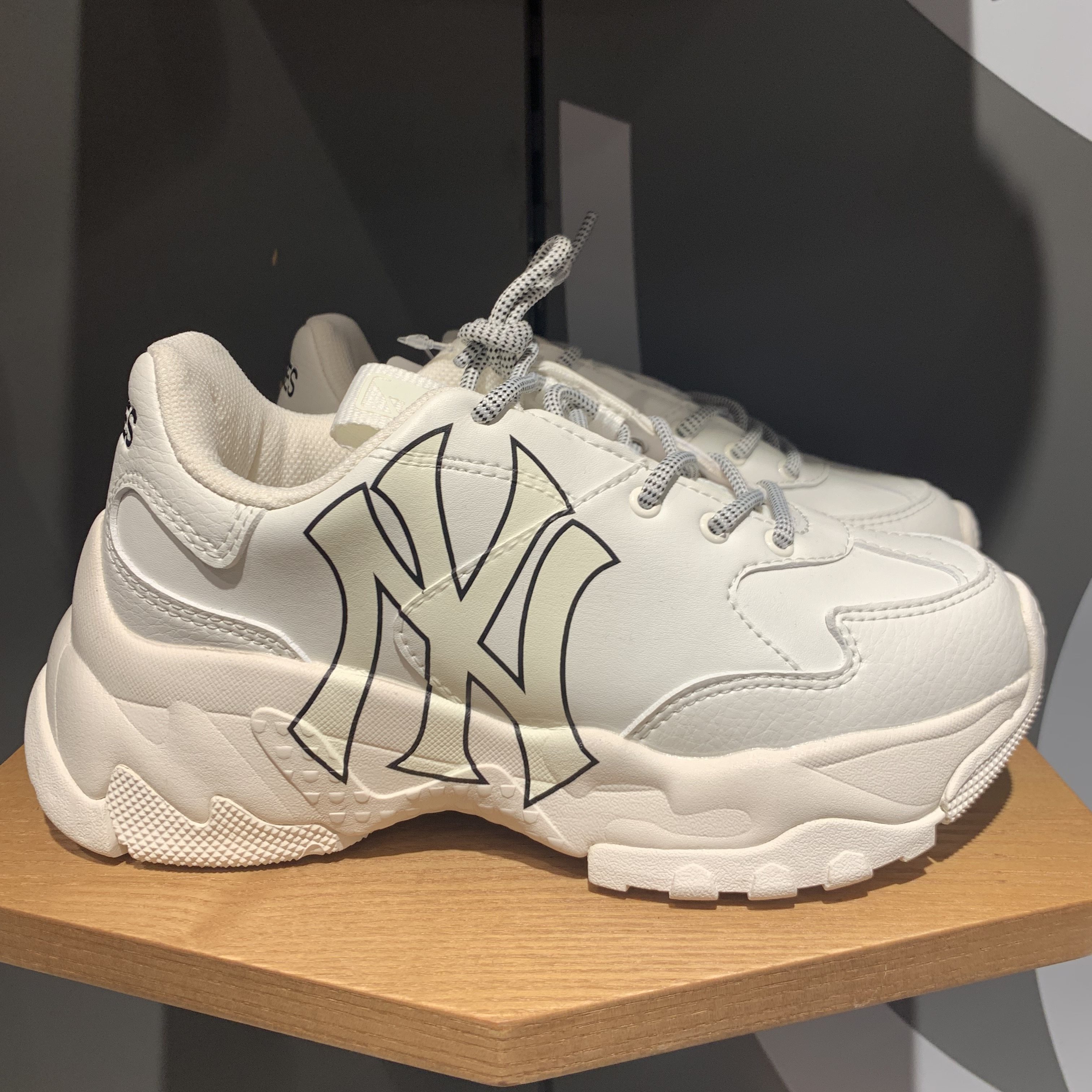 韩国正品mlb老爹鞋女鞋新款ny老花男鞋情侣厚底小白鞋增高ins潮鞋