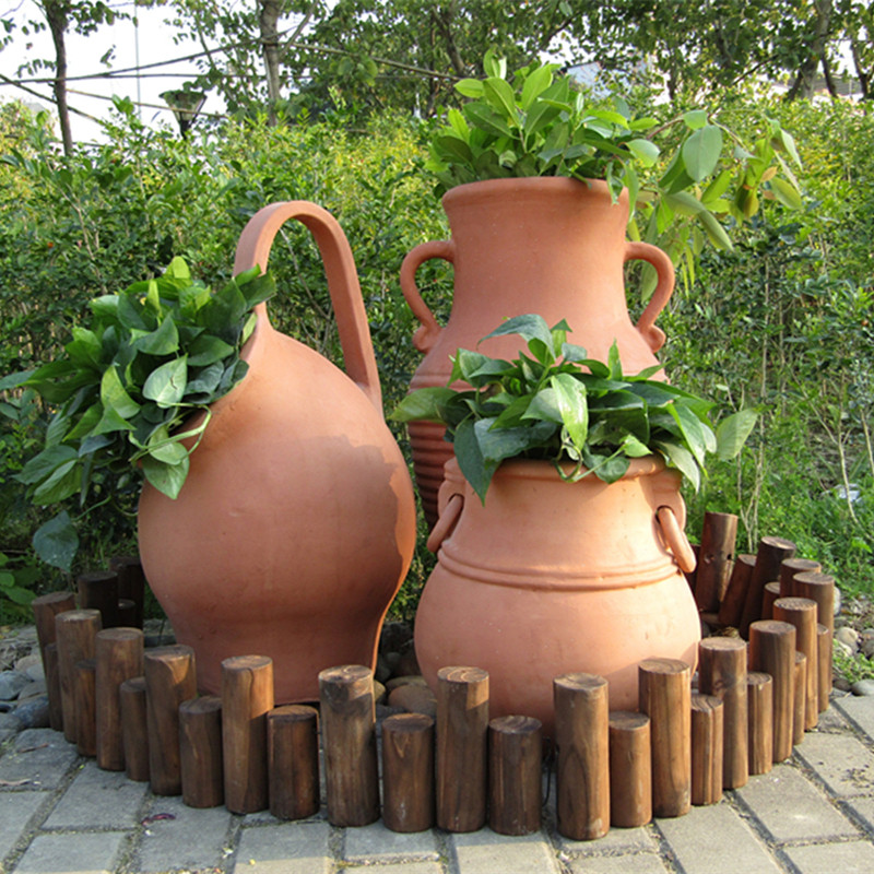 大号陶罐花盆户外庭院红泥组合落地粗陶土陶花盆