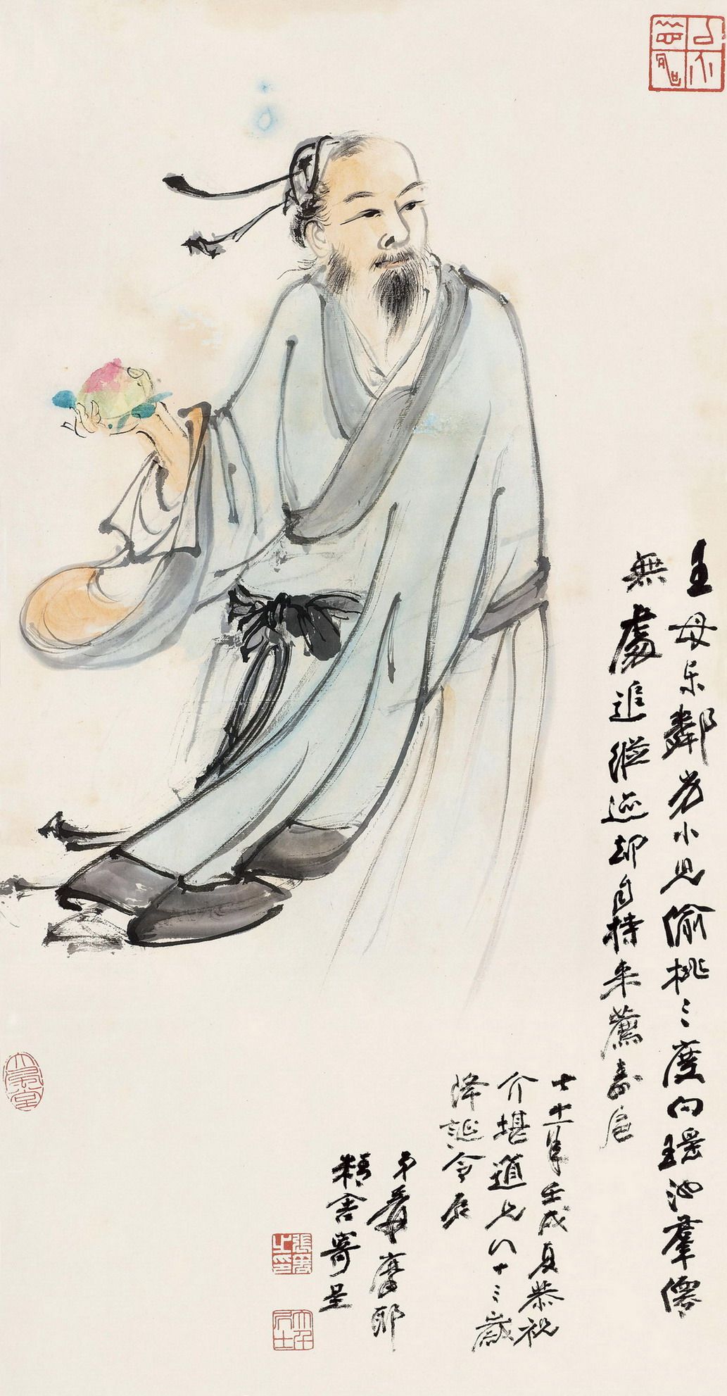 中国画山水画人物画名画装饰画字画书画印张张大千东方朔国画