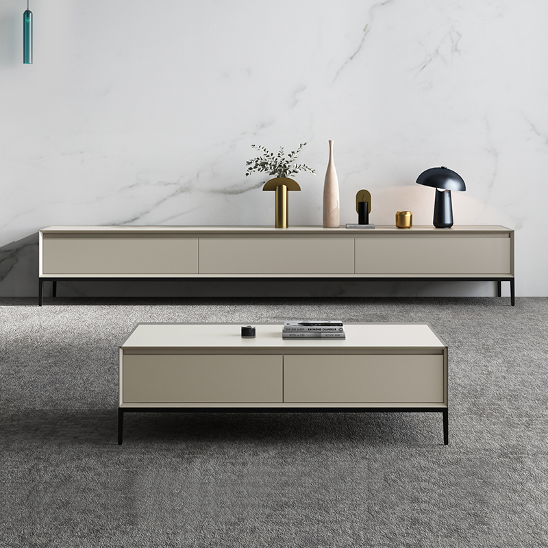 意式极简茶几电视柜组合现代简约客厅小户型北欧岩板电视机柜地柜