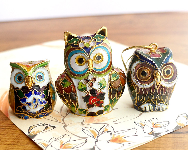 猫头鹰老货景泰蓝铜胎掐丝珐琅动物摆件手工艺品装饰景泰蓝