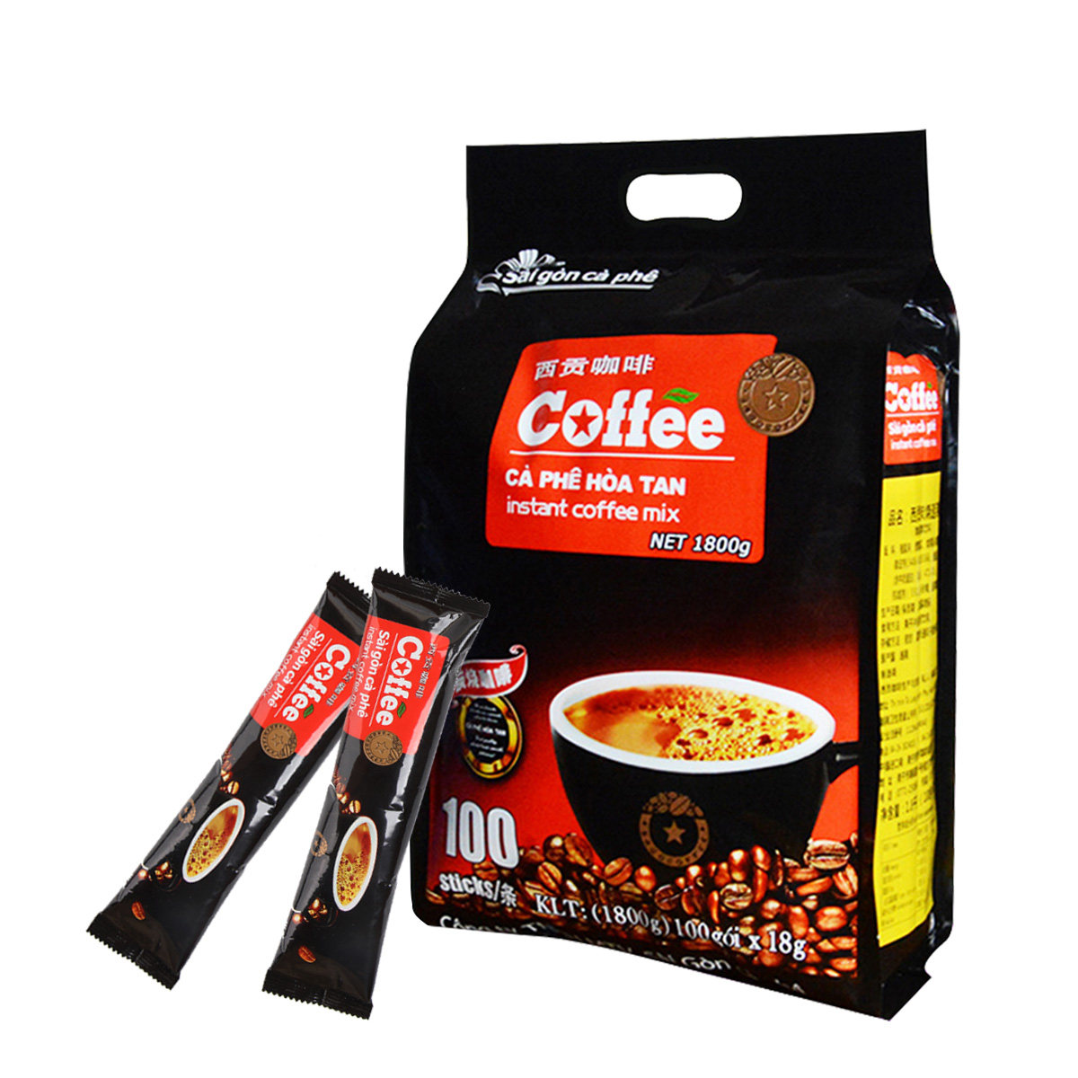 越南西贡炭烧咖啡特浓三合一100条装即溶速咖啡粉速溶咖啡
