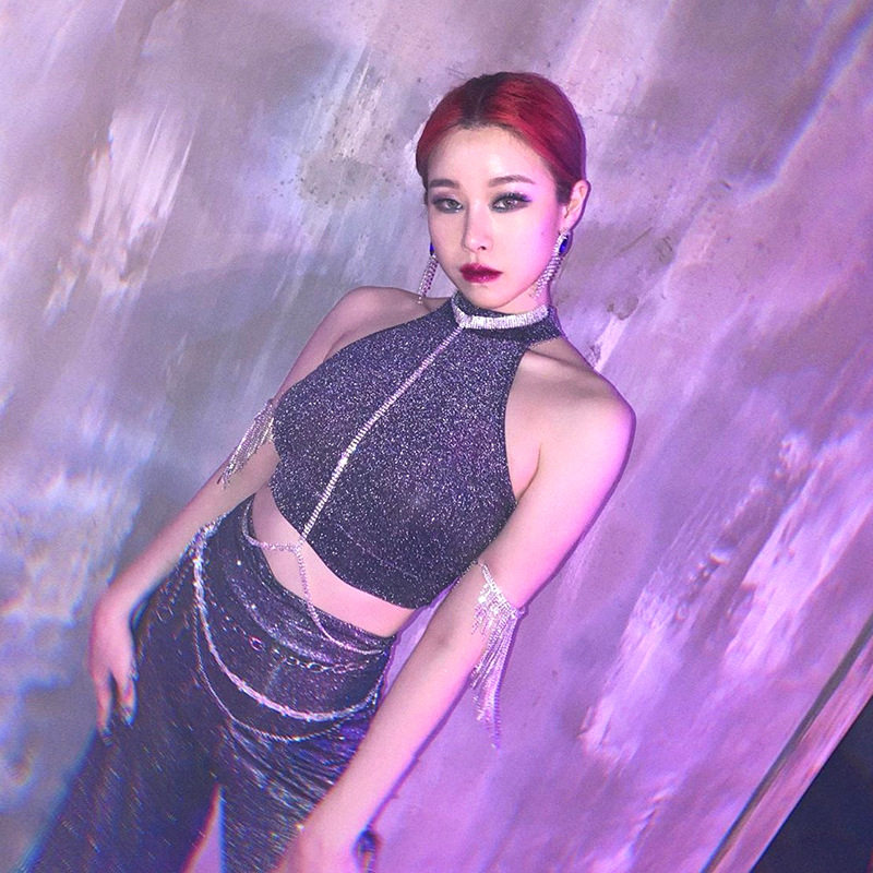 酒吧gogo服装性感女歌手银丝长裤挂脖上衣dj民族服装