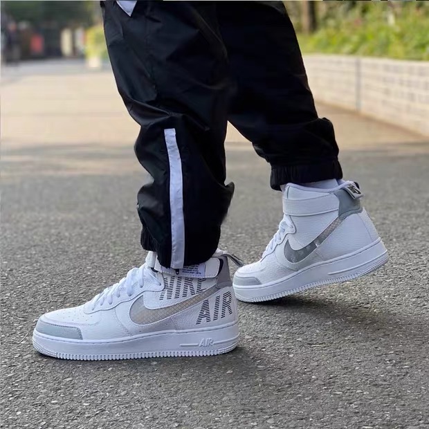 nikeairforcehigh空军一号3m反光高帮板白灰cq0449100板鞋