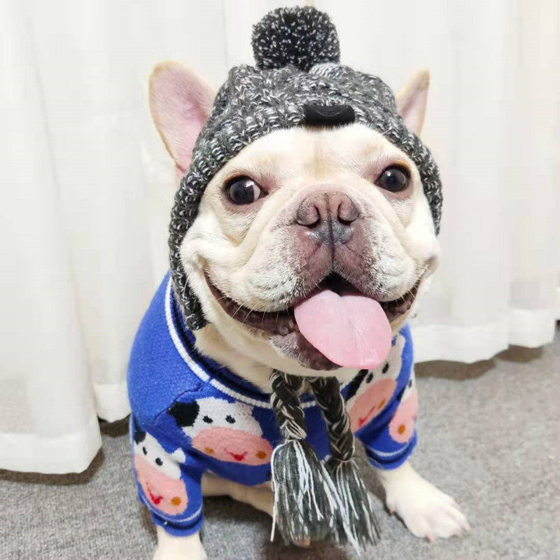 帽子法斗宠物宠物狗狗狗秋冬保暖毛线帽小中大型帽子