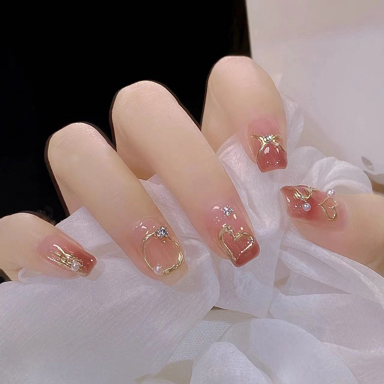 nana穿戴温柔显白魔镜渐变怦然心动手工定制美甲美甲工具