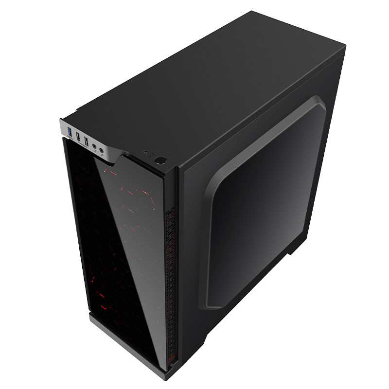 aigo/爱国者炫影台式机电脑机箱游戏水冷主机箱玻璃前面板大侧透