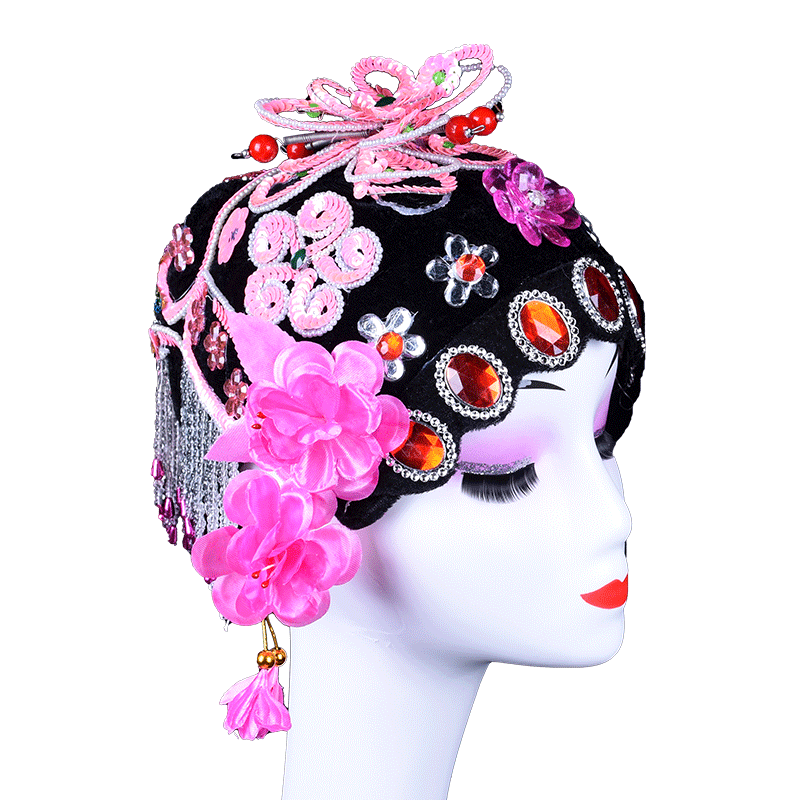 花旦正龙头套京剧青衣头饰包头戏曲古装扭秧歌古典舞配饰