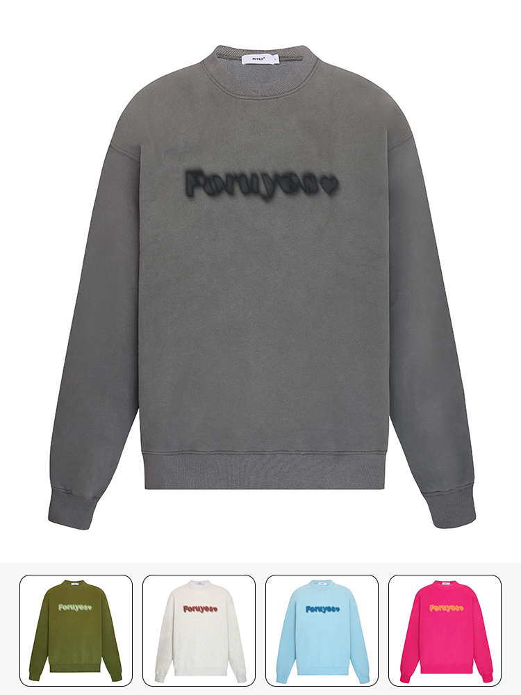 4UYES 秋冬多色幻影logo纯色新品潮牌男女情侣宽松套头圆领卫衣