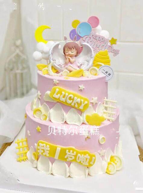 网红儿童生日鲜奶蛋糕周岁100天可爱天使安妮公主上海市新鲜蛋糕