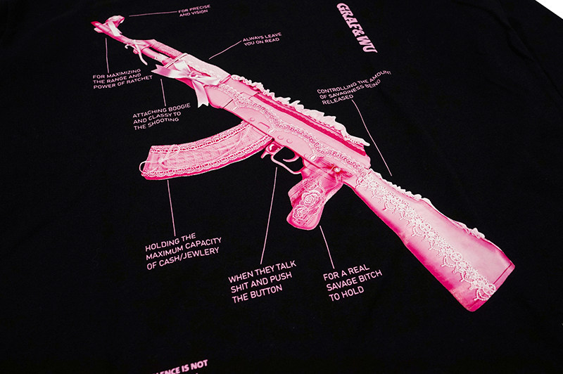 graf原创品牌pinksavage粉色ak47反对暴力呼吁t恤