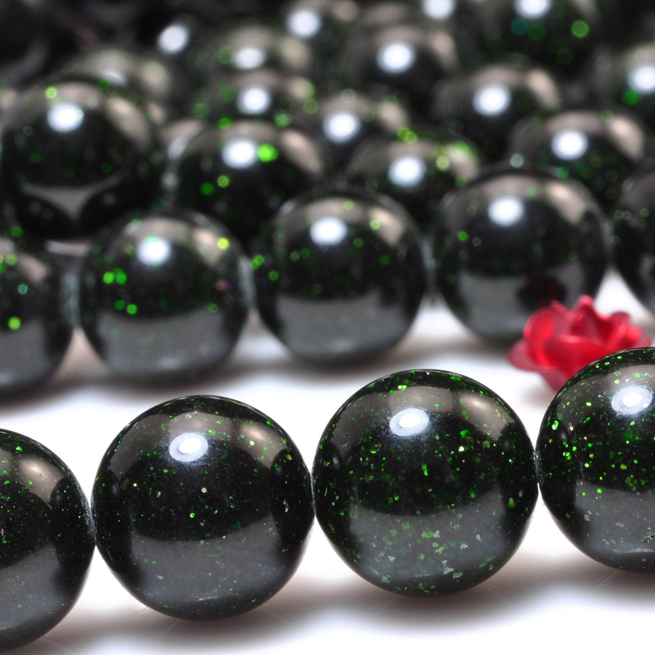 绿砂石圆珠光面散珠串珠配珠隔珠手链女项链耳环手工珠子饰品星空