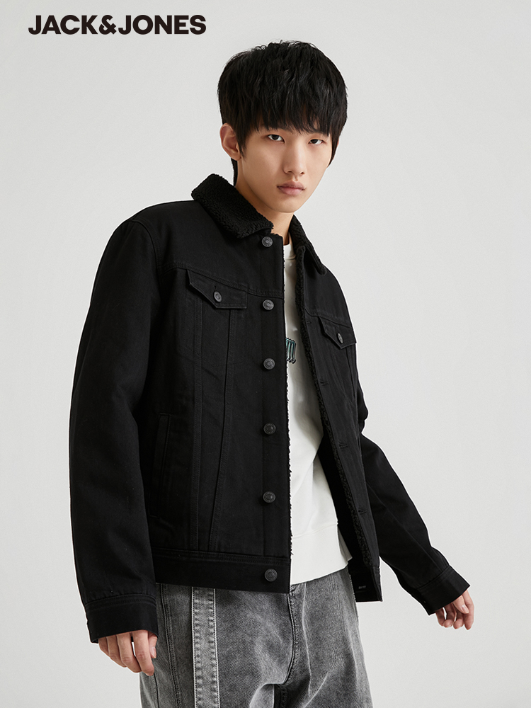绫致jackjones杰克琼斯季男休闲水洗印花牛仔外套220457017夹克