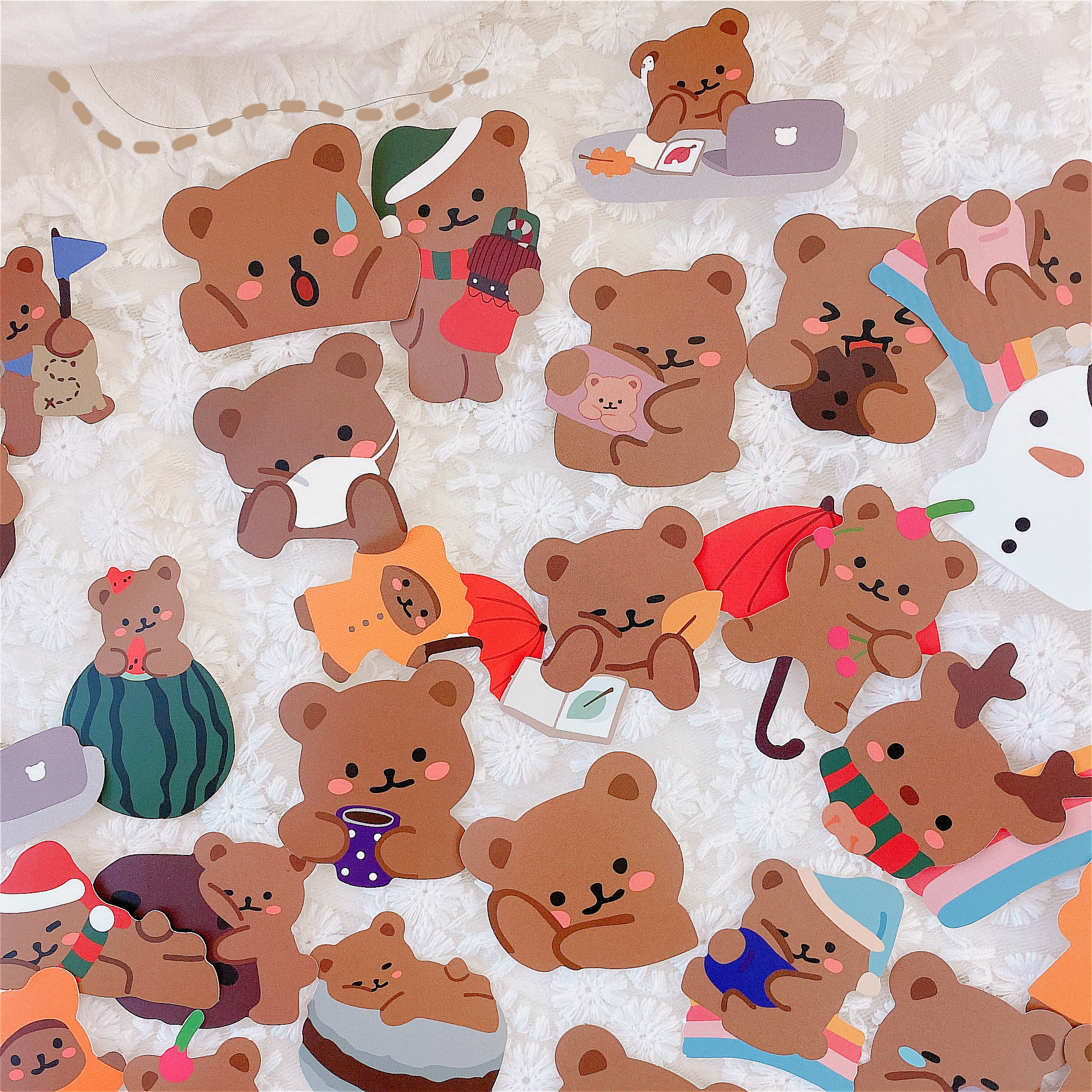 贴纸ins韩系可爱小熊涂鸦防水纸包行李箱笔记本贴纸