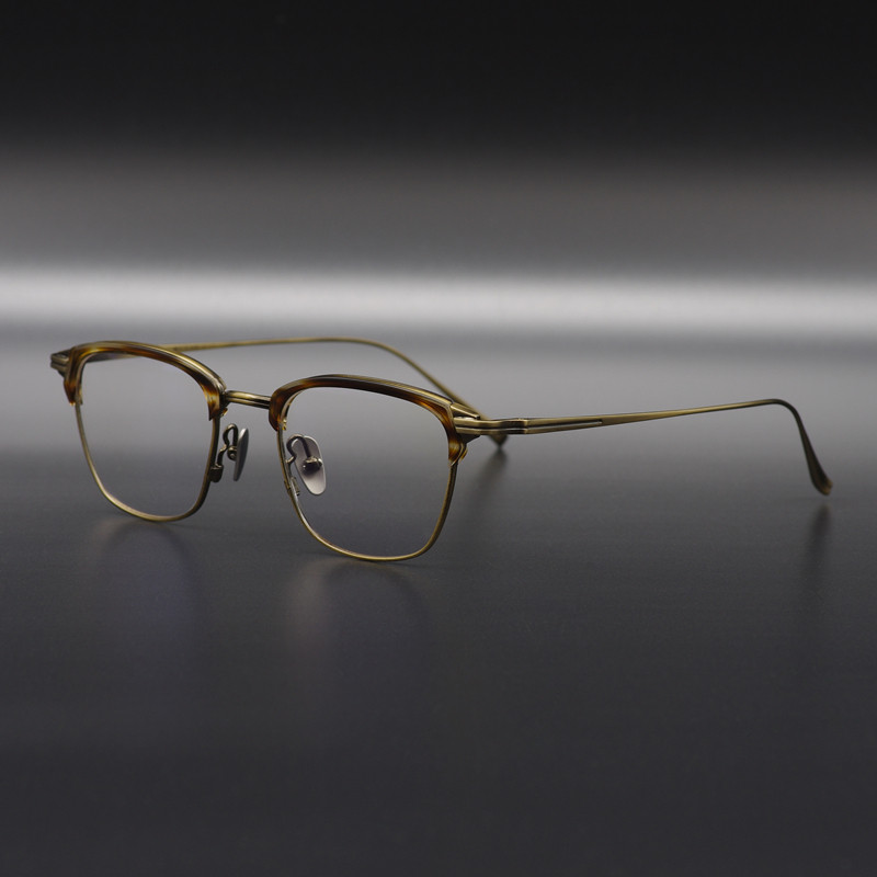 高品味设计师款 精制拉丝银色纯钛眼镜架 大脸方形镜框可配高度数