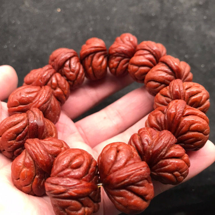 22mm秦岭霸王龙桃核磨盘文玩手串把玩效果油性小众木作