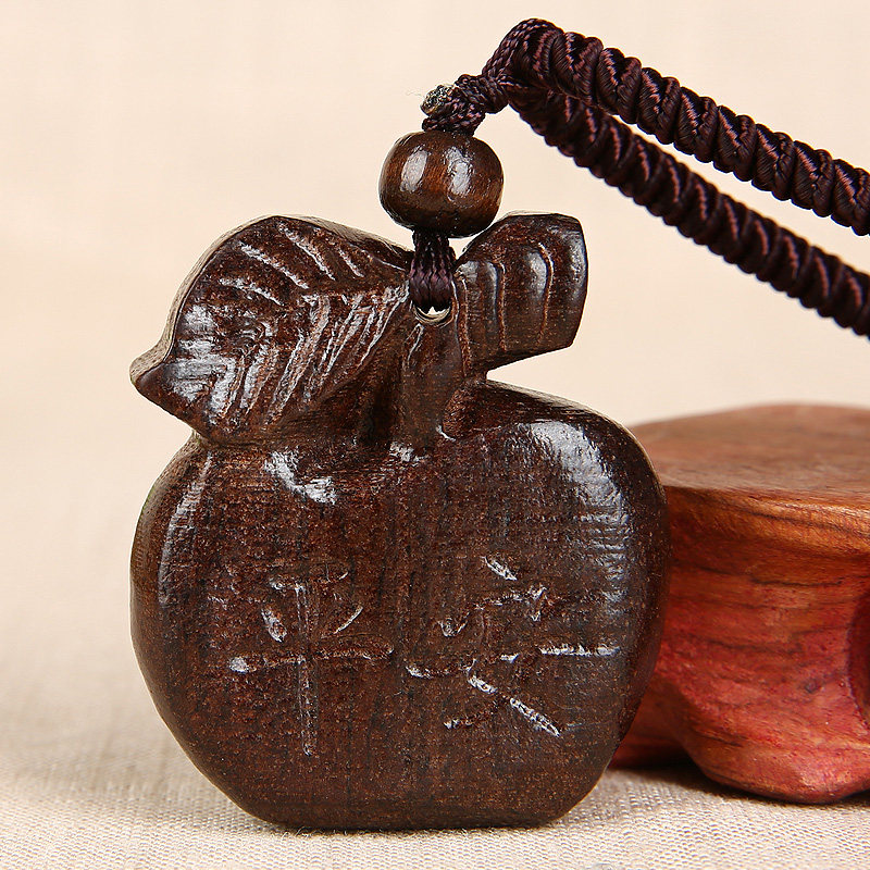 手工雕刻木头鱼项链吊坠民族风复古木质长款毛衣链饰品挂件挂饰