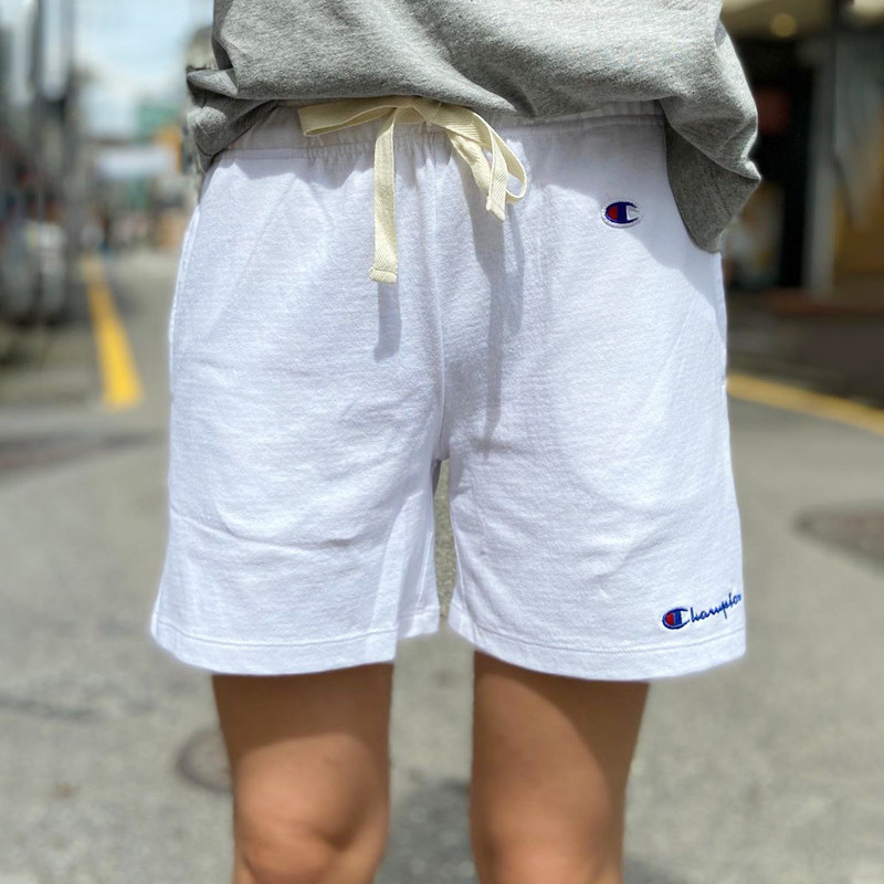 正品冠军短裤日版夏季纯棉抽绳champion蝴蝶结休闲热裤女刺绣裤子
