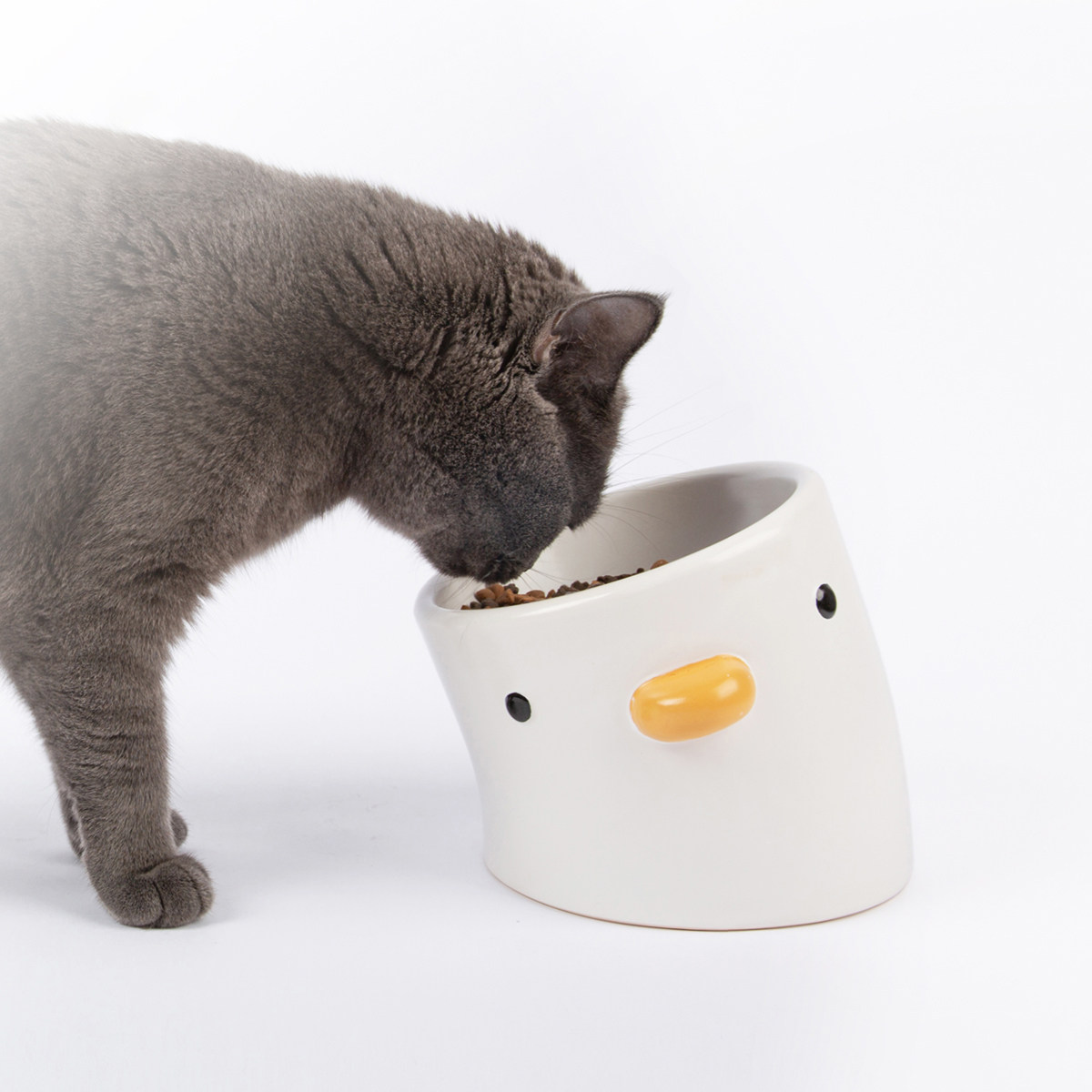 元気喵丨purroom小鸡斜口陶瓷猫碗加高高脚保护碗