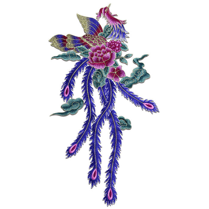 凤凰旗袍需手装饰婚纱中式马来牡丹补丁布贴布贴